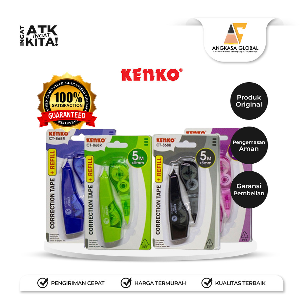 

KENKO PITA KOREKSI + ISI ULANG/ CORRECTION TAPE + REFILL CT-868R [5M x 5mm] (1PC)