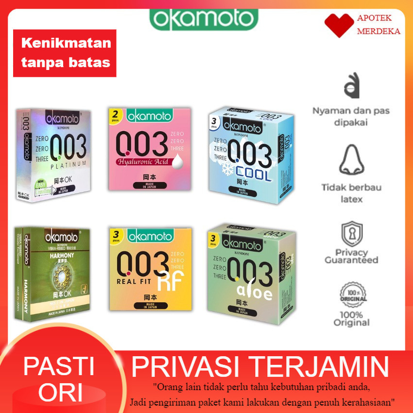 Kondom  Okamoto | Kondom Tipis Jepang Okamoto 003 Platinum / Real Fit / Aloe / Hyaluronic | Kondom J