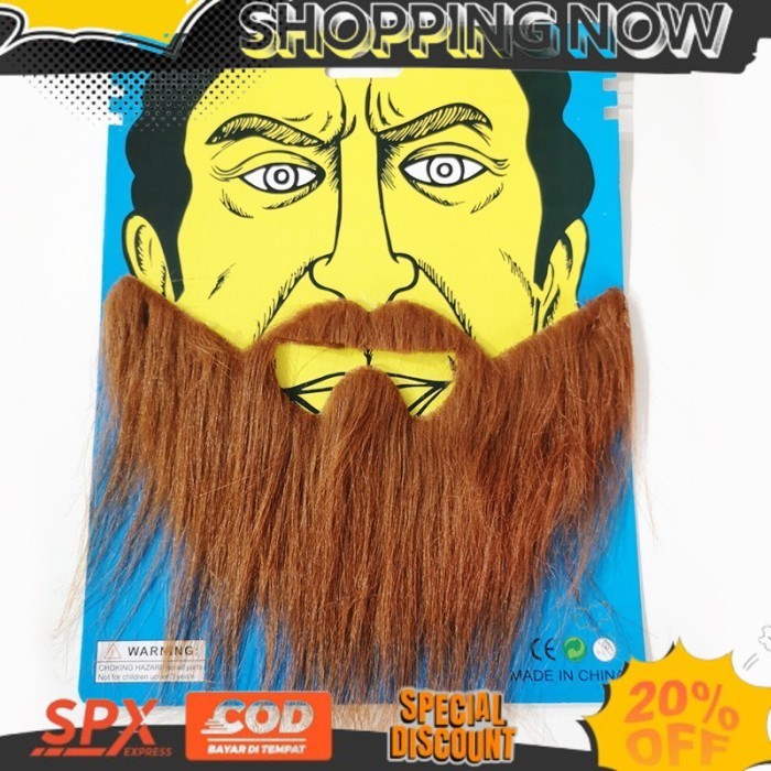 new JGMG Jenggot Dan Kumis Palsu Panjang Beard Manusia Gua Purba Mainan Prank acc