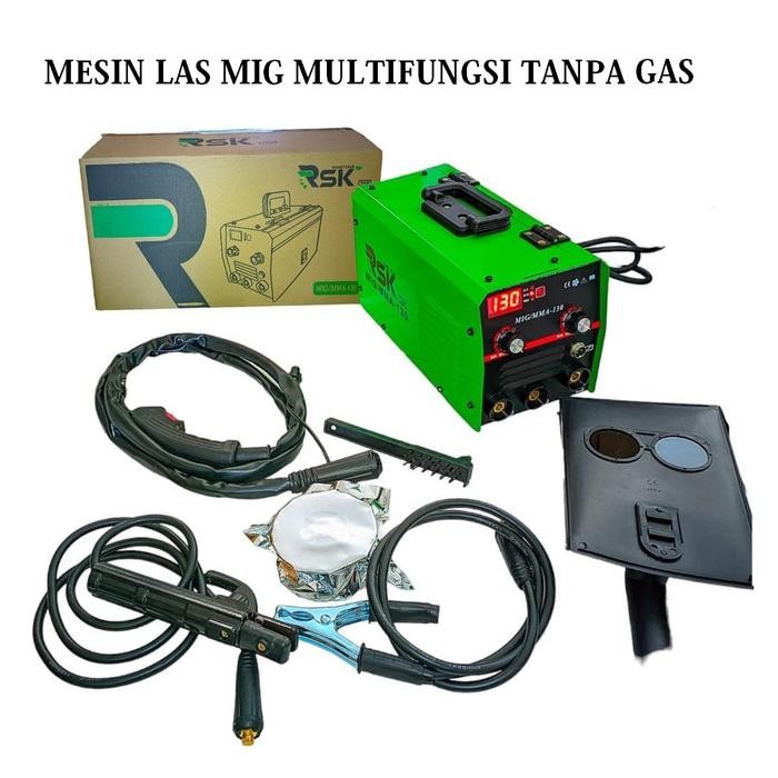 Mesin Las MIG-130 RSK Travo Las Mig Tanpa Gas Co2 Gas-less Inverter Welder Digital Mig MMA 130A Flux