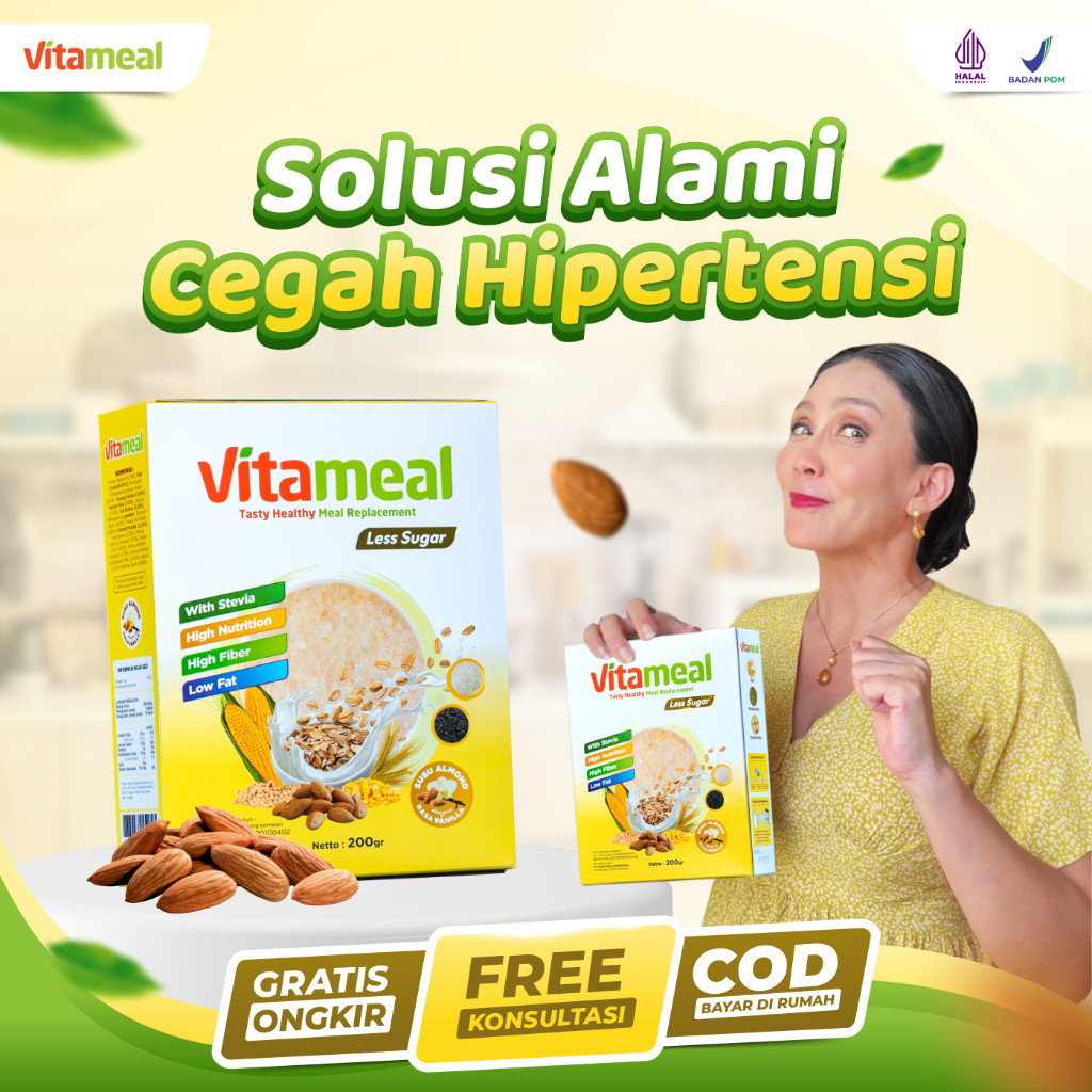 

Vitameal Less Sugar - Sereal Multitgrain Sehat Membantu Mengontrol Kolesterol dan Hipertensi Aman Dikonsumsi Jangka Panjang Resmi Terdaftar BPOM