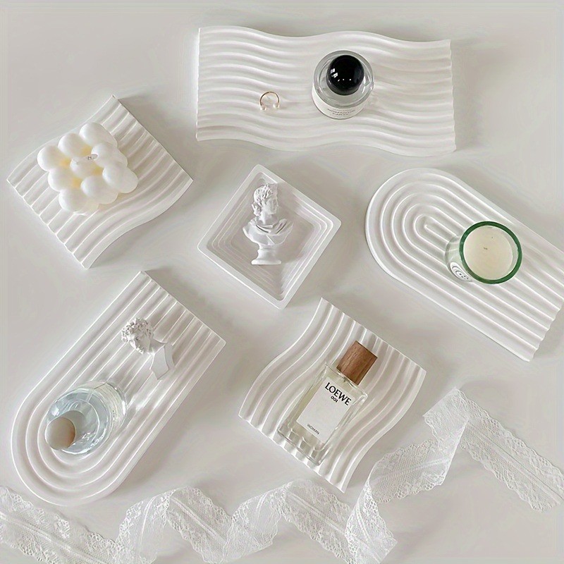 

DIY Arched Wave Terraced Candle Base Silicone Mold Gypsum Jewelry Storage Tray Decoration Desktop Ornament Resin Mold Handicraft