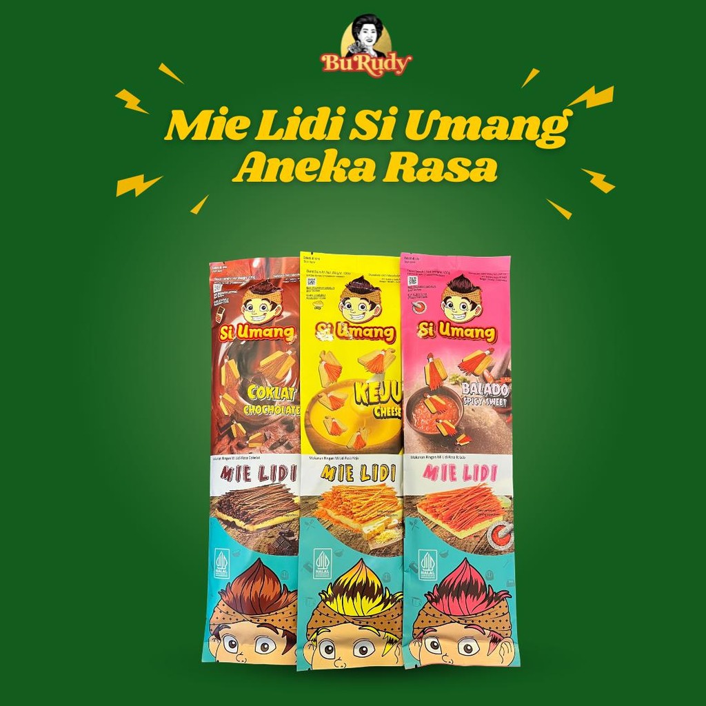 

Mie Lidi Si Umang 130g – Varian Cokelat, Keju & Balado | Camilan Renyah & Aman untuk Anak-anak