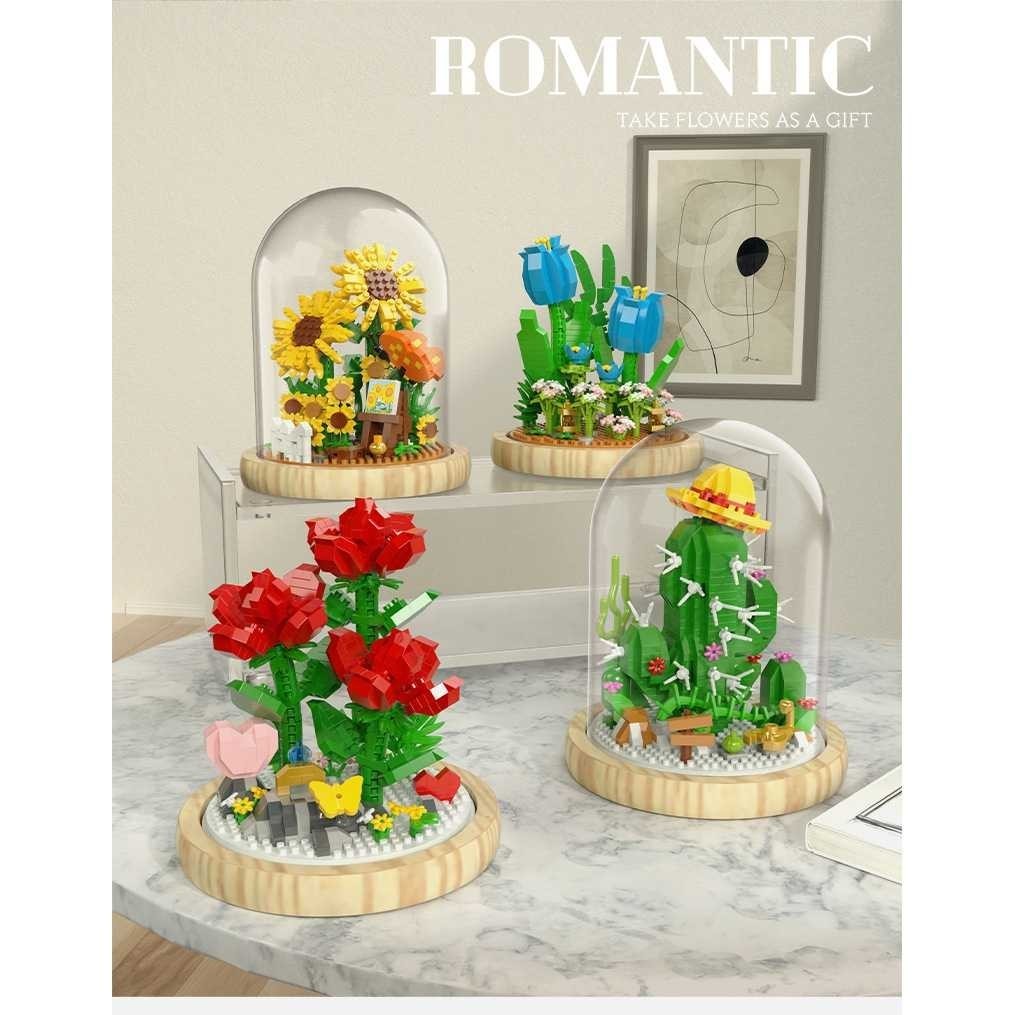 SKSSSTR YKO Mainan Balok Susun Bunga Mawar Flower Dome LEGO 684 Bricks - P1170