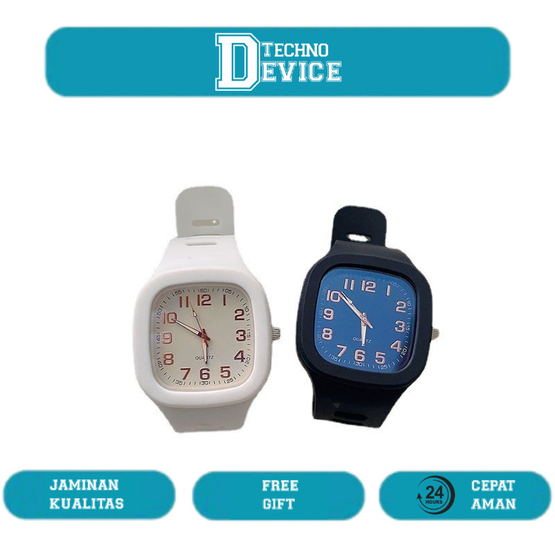 Jam Tangan Rubber Wanita Analog Quartz Angka Dial Kotak Import Jam Tangan Wanita Hush Puppies