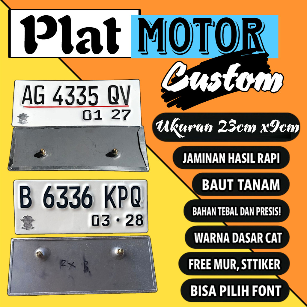 Plat motor custom warna putih satu pasang plat motor variasi warna putih plat motor baut tanam plat 