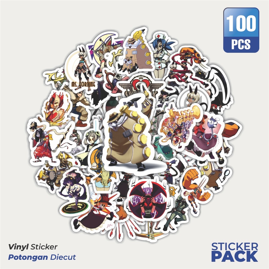 

100 PCS STIKER Stiker Game Series Skullgirls Karakter Mix 3 Waterproof Aesthetic- Untuk Laptop, Motor, dan Helm - Paper Stationery Pack