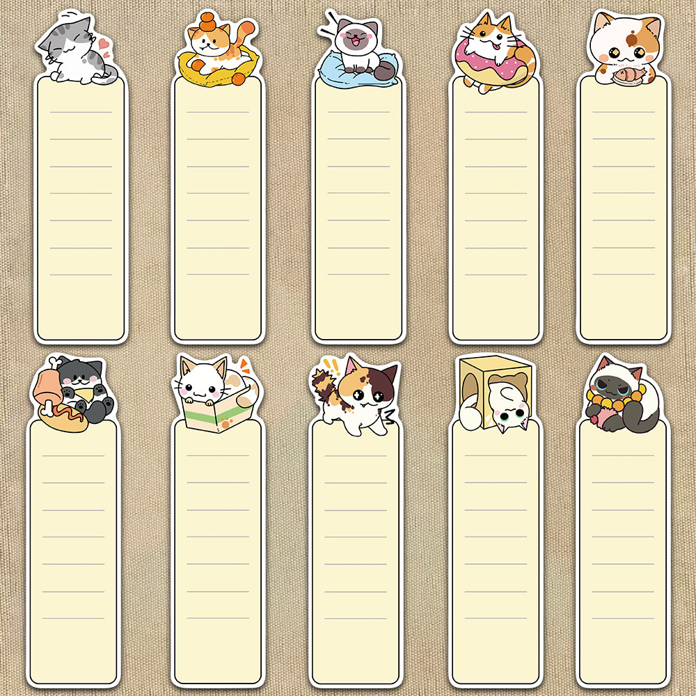 

30/60PCS Cute Cat Bookmark Reading Record/Tag Bookmark Office Coffee Shop Library Flower Shop Page Tag Bookmark