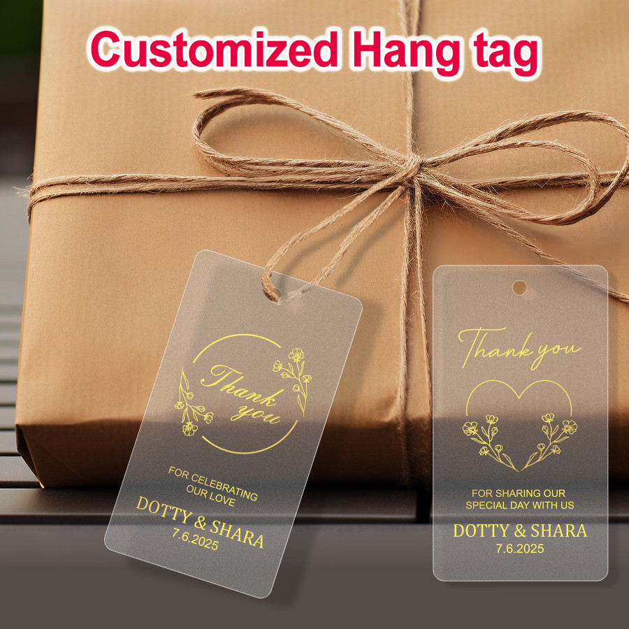 

‌Personalized Transparent Gold Wedding Thank You Labels - Custom Waterproof Tags for Corporate Gifts & Luxury Product Packaging‌