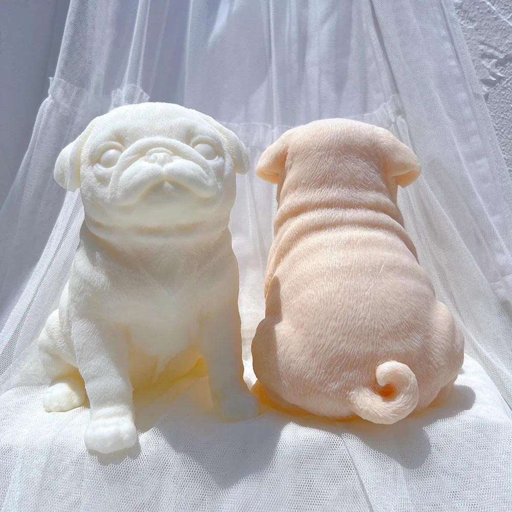 

Sitting Pug Dog Candle Mold Animal Puppy Soy Wax Silicone Mould Figurine Dog Lover Home Decor