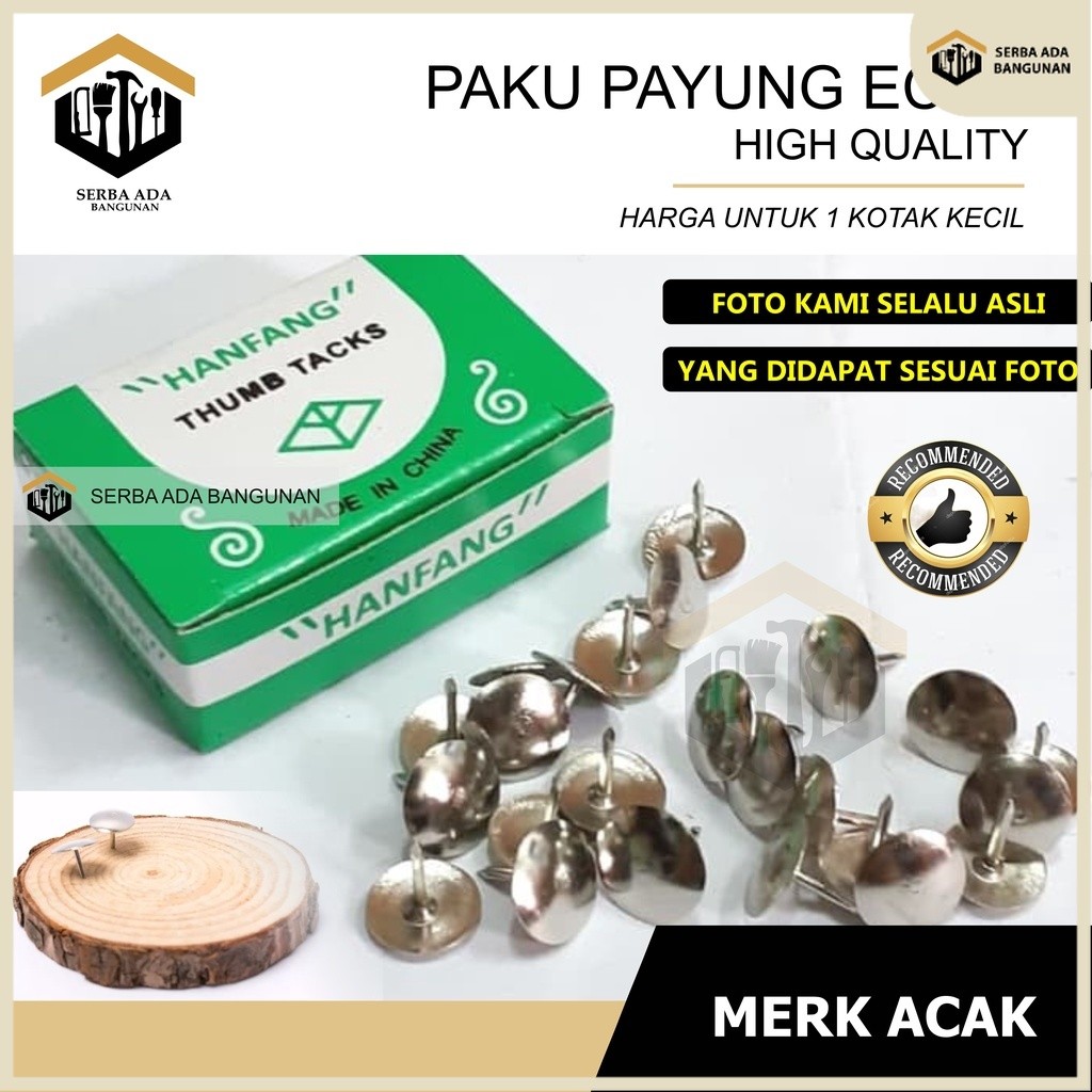 

SAB PAKU PAYUNG MURAH PERKOTAK KECIL Paku Payung isi 20 pcs / Thumb Tacks Pines Push Pin Stainless / Paku Tekan Jamur Pinus