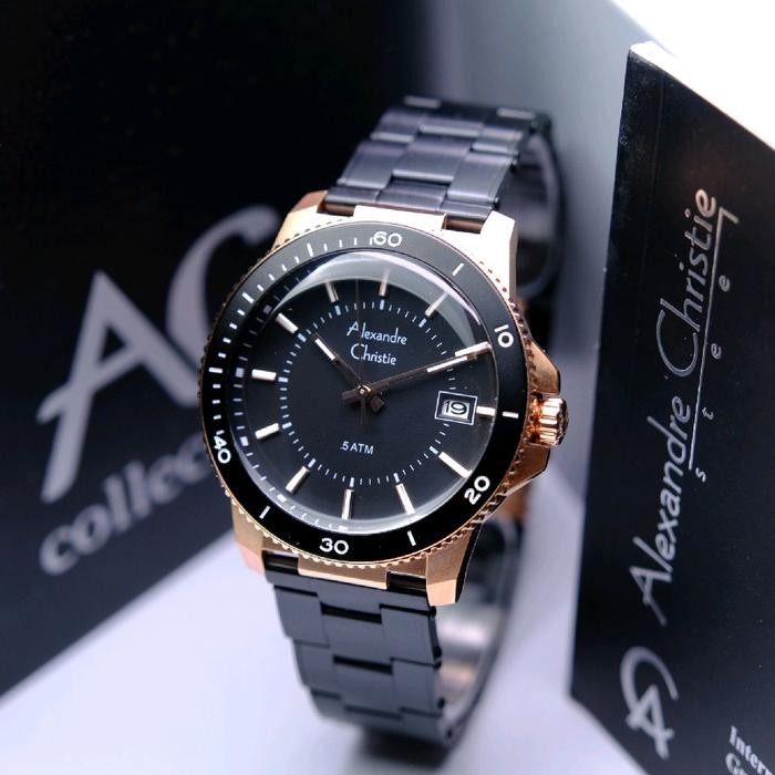 ORIGINAL Jam Tangan Pria Alexandre Christie AC 6141 / AC6141 Garansi 1 Tahun - Tali Rantai dan Kulit