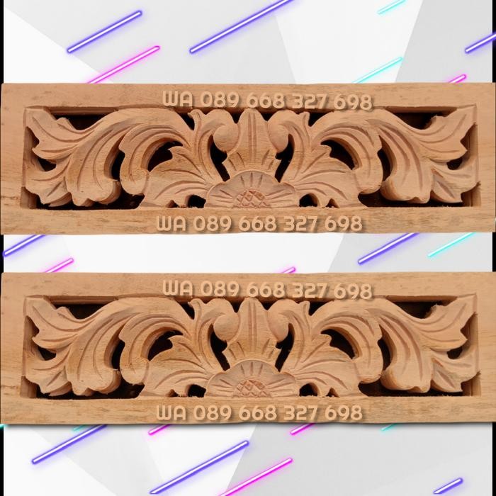 Kepingan Ukir Loster Mahkota Bunga Ventilasi Lubang Angin Kayu Mahoni - 40 x 12 - IRK