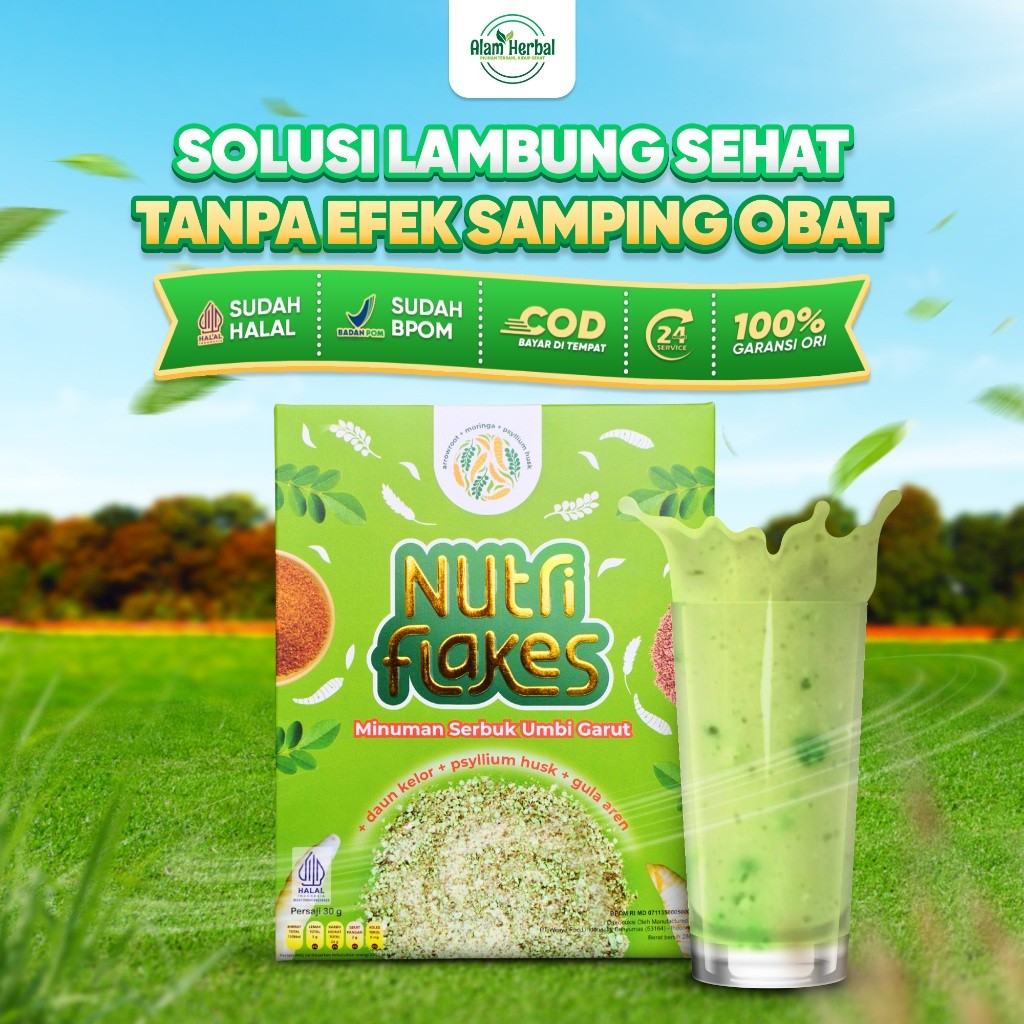 

Nutriflakes Sereal Umbi Garut Solusi Ampuh Atasi Asam Lambung Maag Gerd Kronis Original 280 Gram