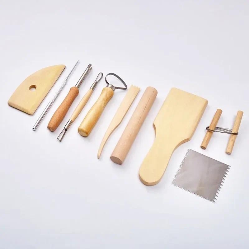 

10Pcs/Set Wooden Handle Clay Sculpting Tools Pottery Ceramic Carving Tools Kit
