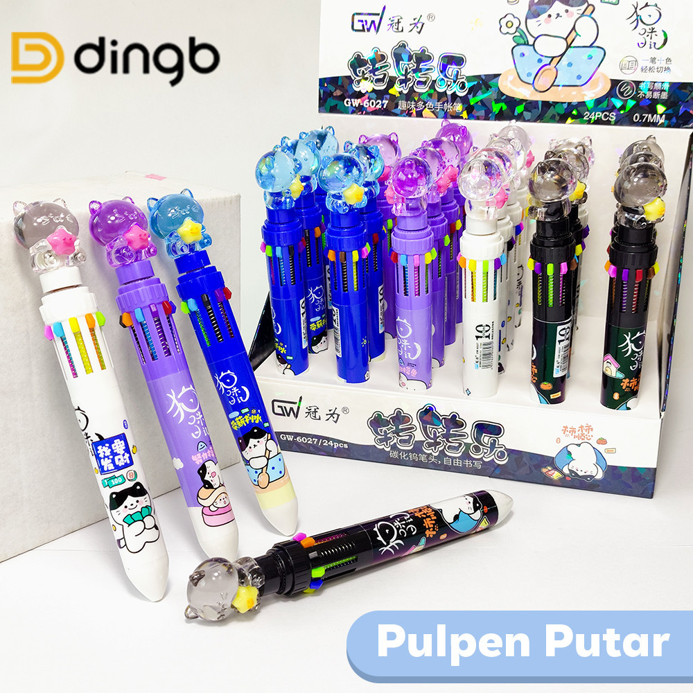 

DINGB Pulpen 10 Warna Kucing Lucu Bisa Diputar – Bolpen Anak Sekolah 3D Imut GW-6023