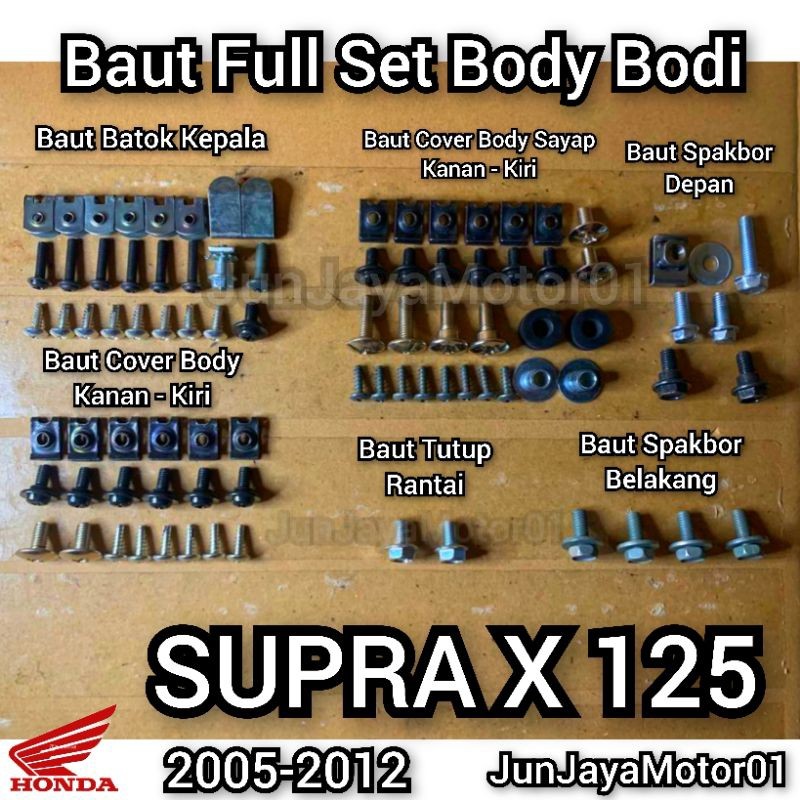COD / Promo / original / Baud - Baut Full Set Body Bodi Honda Supra X 125 Lama 2005-2008 Motorcycle