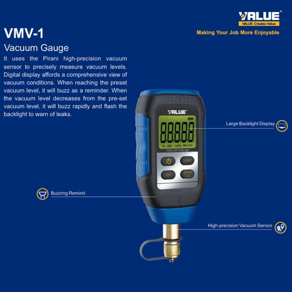 VACUUM PUMP DIGITAL GAUGE VALUE VMV-1