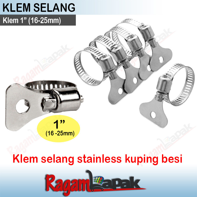 Klem Selang Stainless Kuping Besi 1" Hose Clamp 1 inch with Handle