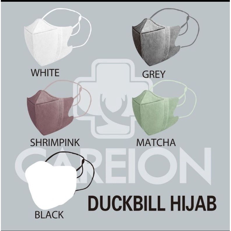 MASKER DUCKBILL TALI HIJAB CAREION 3PLY WARNA WARNI ISI 50 LEMBAR