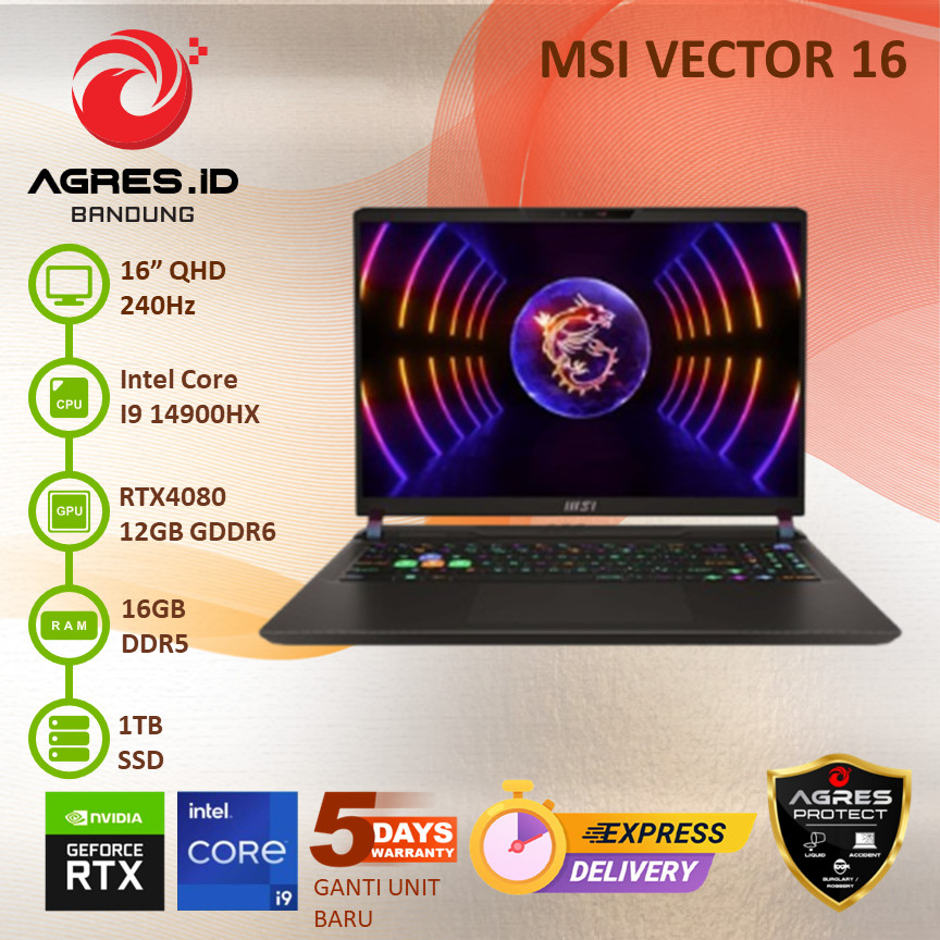 MSI VECTOR 16 14VHG I9 14900HX RTX4080 16GB 1TB 16" QHD+ 240HZ