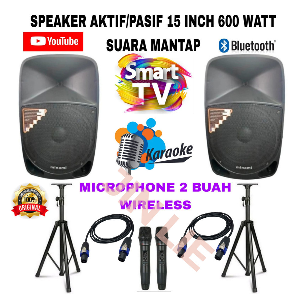 GROSIR SPEAKER PASIF/AKTIF 15 INCH MINAMI PARTYBOX 500 GARANSI RESMI 600 WATT