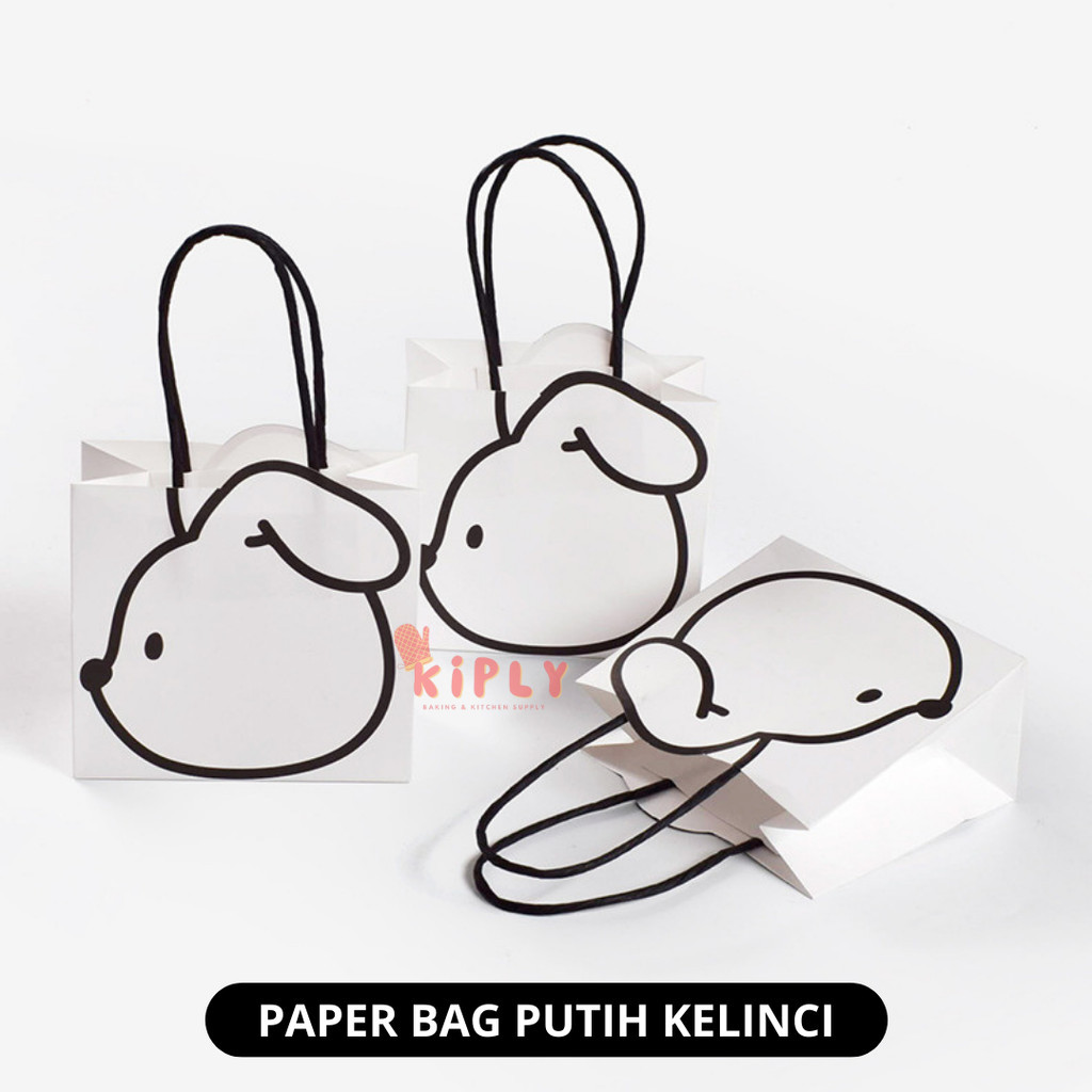 

Paper Bag Putih Kelinci/goodie bag anak hampers hamper/kantong kertas putih border hitam kelinci bunny rabbit/Souvenir Uulang Tahunn