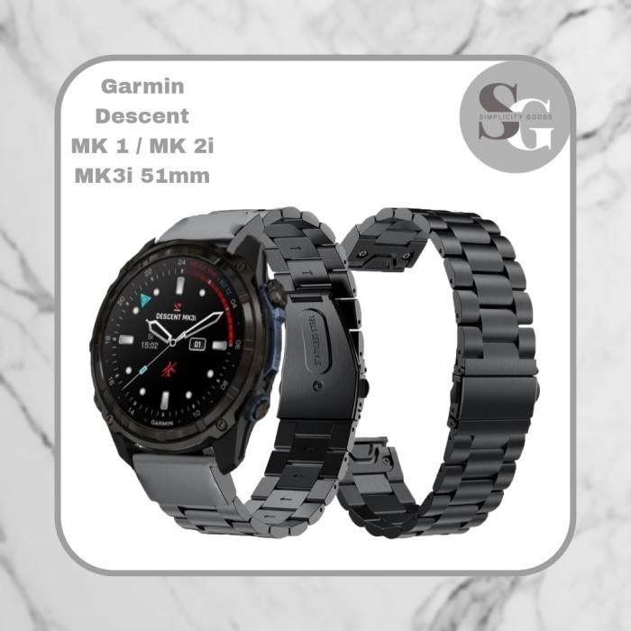 STRAP GARMIN DESCENT MK1 / MK2I / MK3I 51MM SMARTWATCH STAINLESS STEEL 3 BEADS TALI JAM TANGAN RANTA