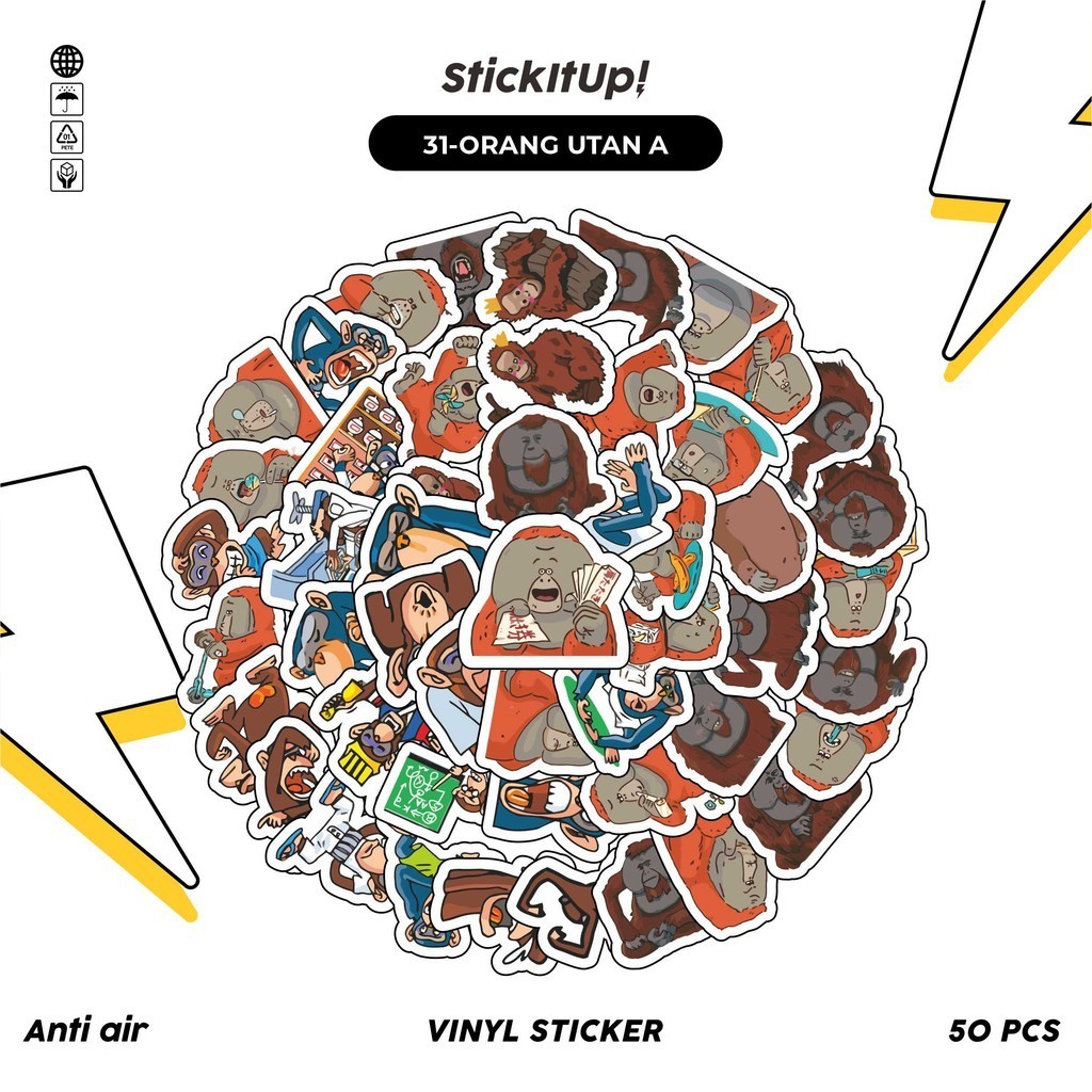

COD✨ 50 Pcs Stiker Pack Graffiti Motif Kartun Hewan Orang Utan Lucu Lucu Aesthetic Vynil Waterproof untuk Freebies Sticker Buku Journal Casing HP Laptop