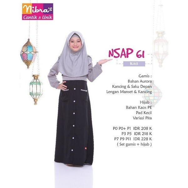 NIBRAS - Nibras Baju Gamis Muslim Anak Set Hijab Terbaru Nsap 061 Original / Nibras Setelan Gamis An