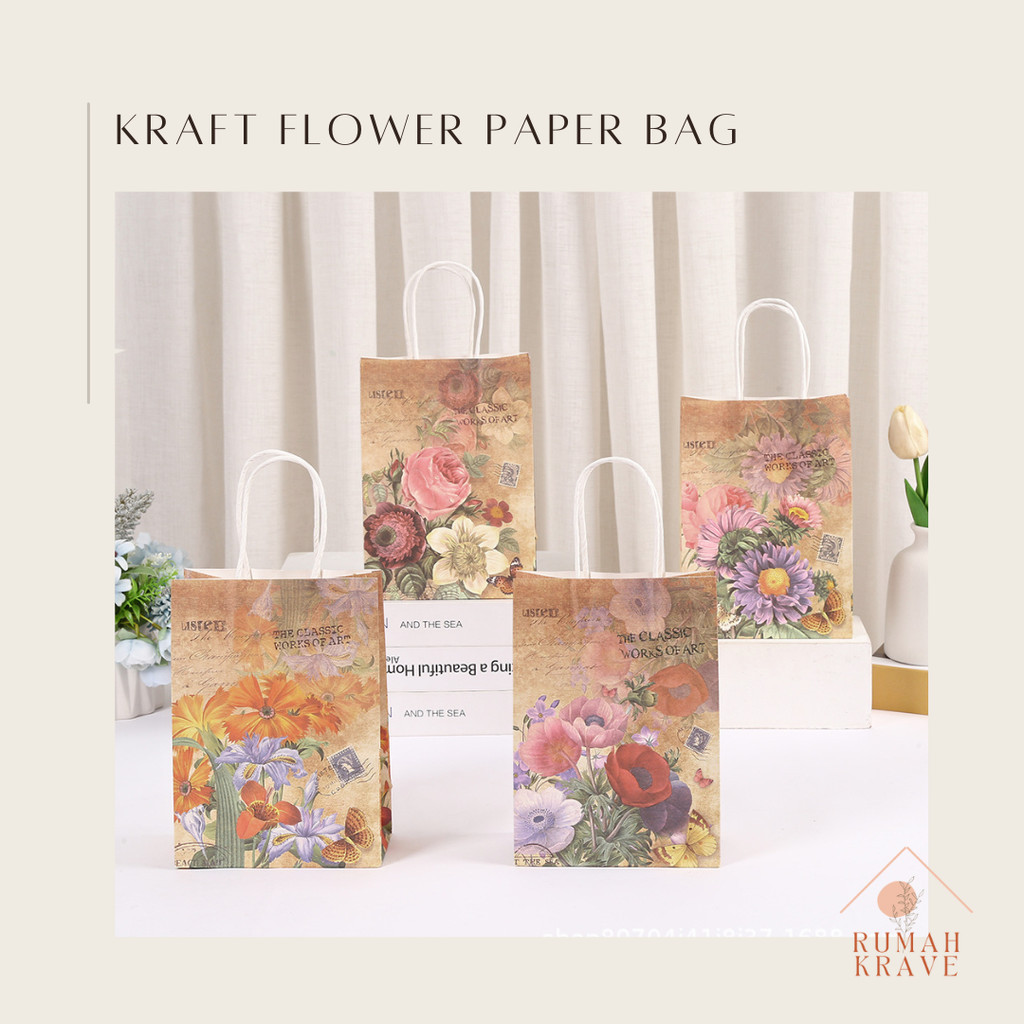 

RUMAH KRAVE - Kraft Flower Paperbag Goodie Bag Motif Bunga