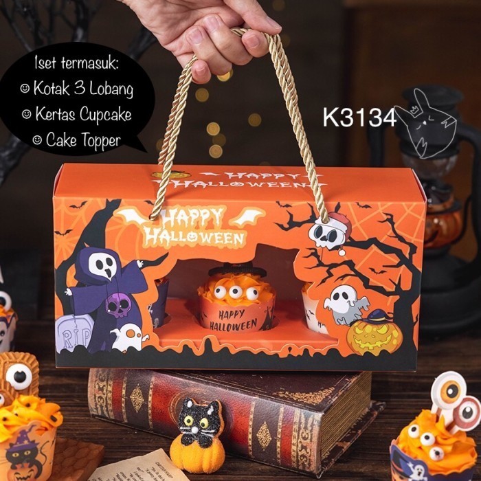 

(5pcs) Kotak Halloween Cupcake K3134 Box Trick or Treats| dus Permen Candy| Pumpkin Scary Bag