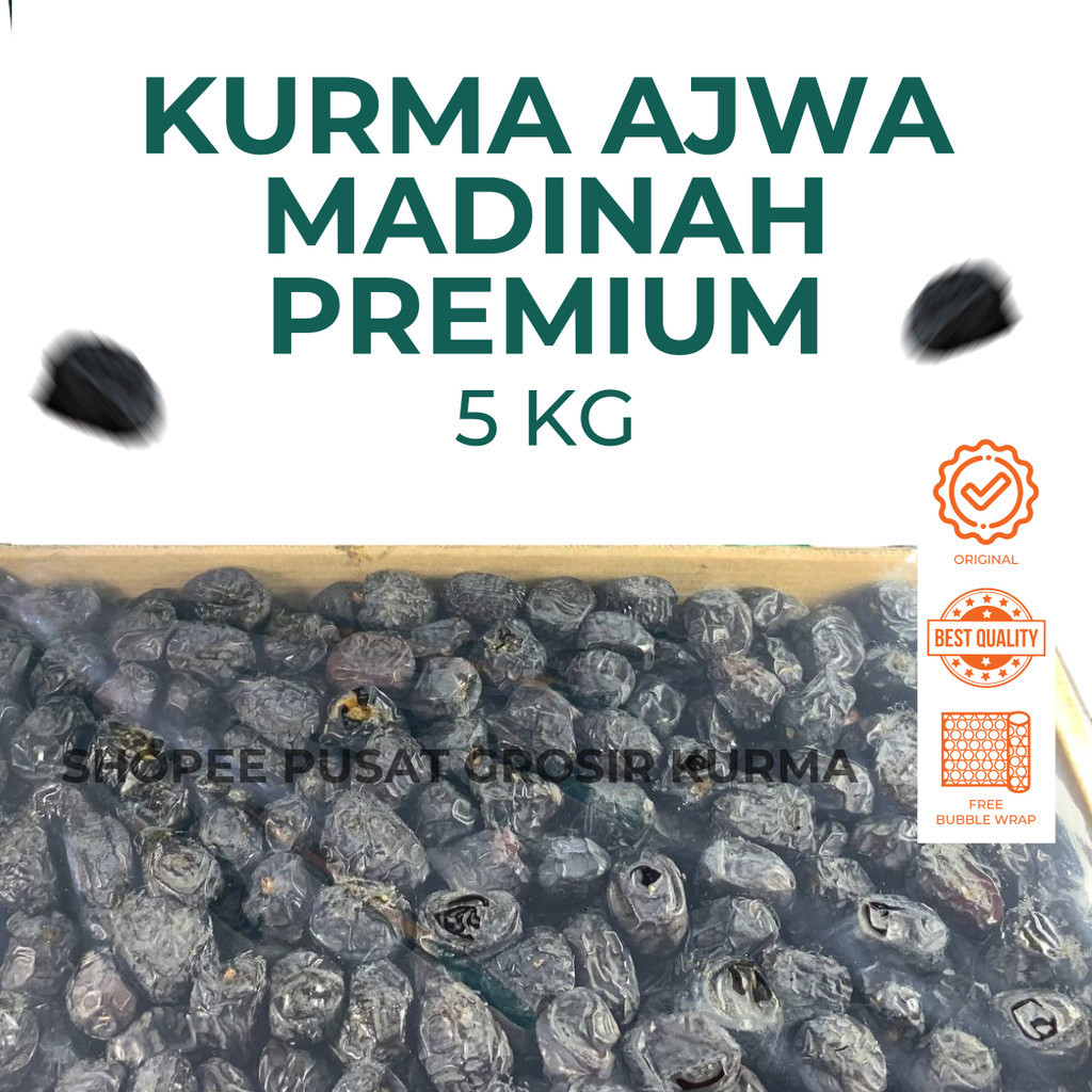 

KURMA AJWA MADINAH PREMIUM 5KG / KURMA AJWA MADINAH / AJWA MADINAH GRADE FIRST 5KG