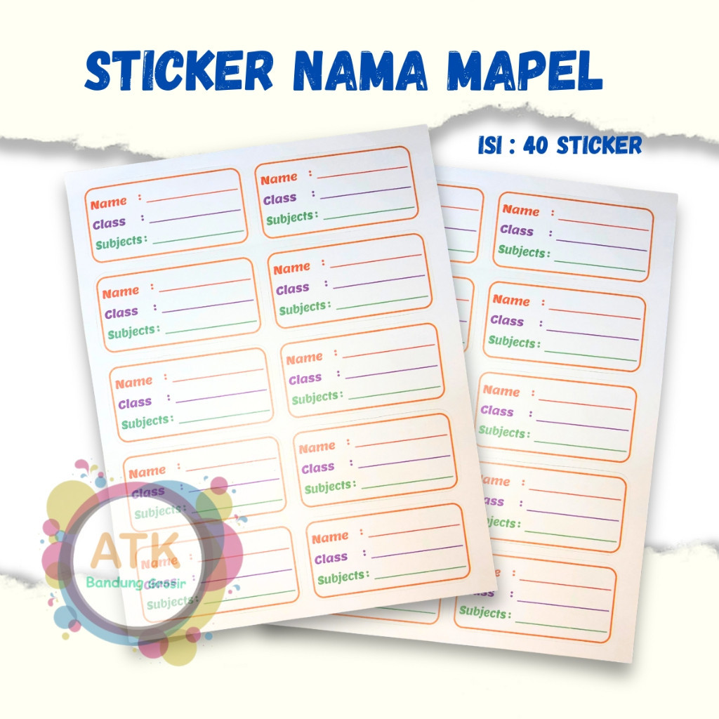 

Label Sticker Mapel ( Stiker Mata Pelajaran ) Stiker Nama Buku Tulis Sekolah - Pak ( Isi 40 Label ) - SHABQ