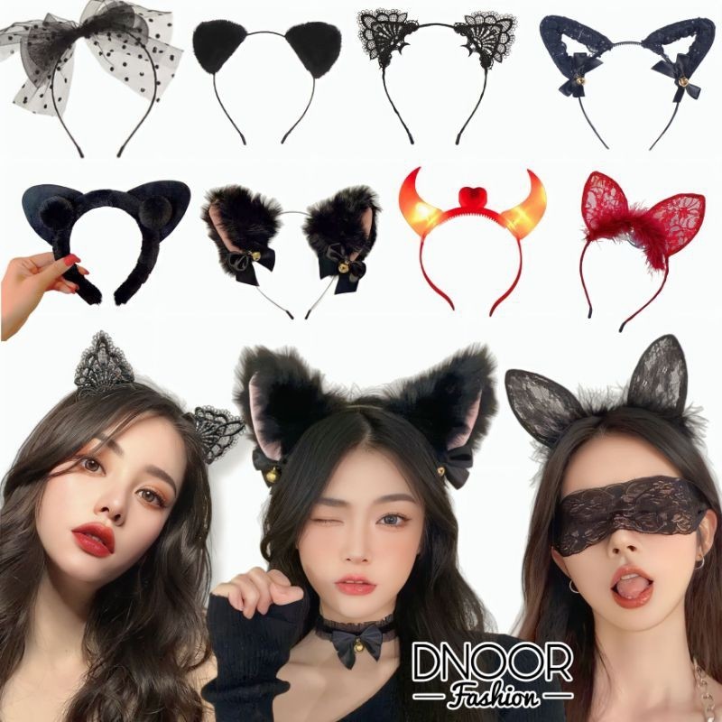 Bando Kucing Renda dan Bulu All Varian | Bando Pesta Cosplay Anime