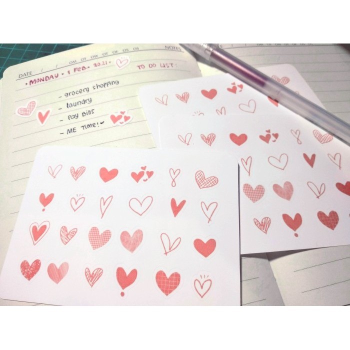 

Stiker Planner Hati Lucu / Cute Heart Love Sticker Kado Valentine Pacar Cewek Handmade DIY Journal Planner