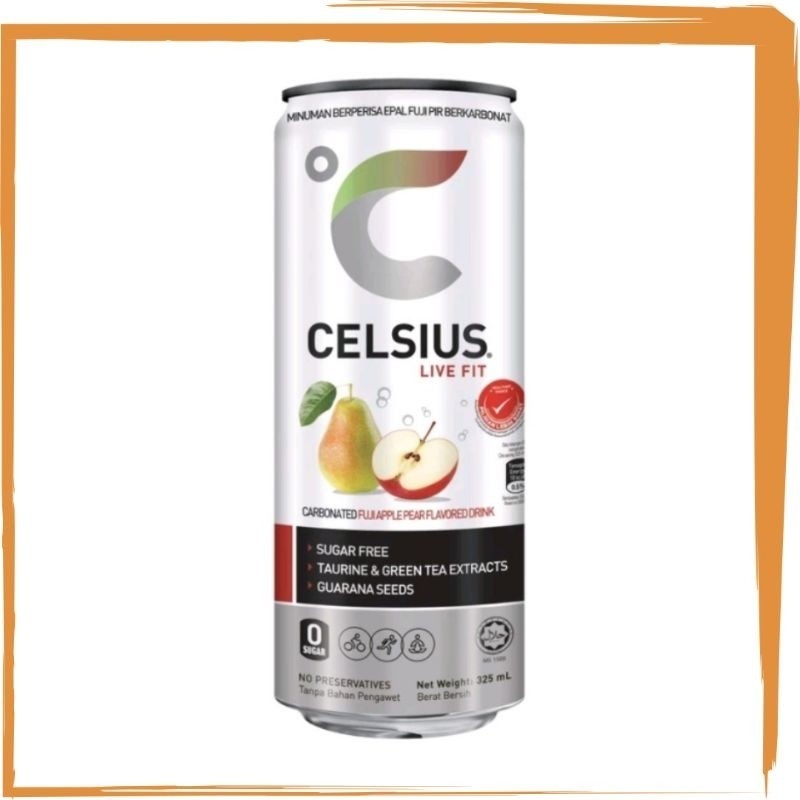 

Celsius Energy Drink 325ml Sugar Free. Fuji Apple Pear