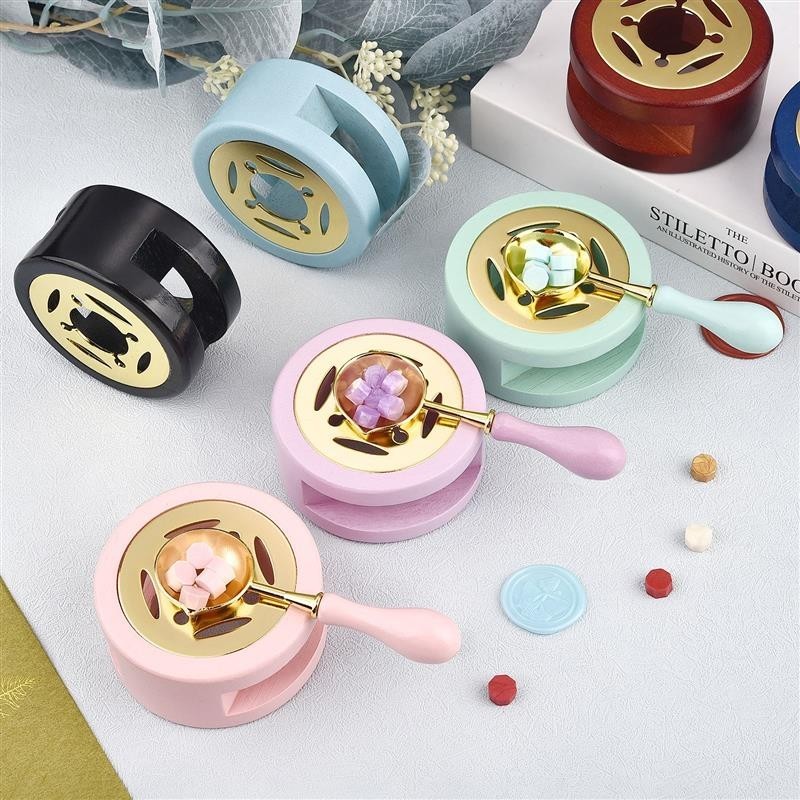 

Wax Seal Stamp Set Lacquer Furnace With Spoon Wax Seal Melting Furnace Solid Wood Melting Heater Wax Pot Bead Stick Heater