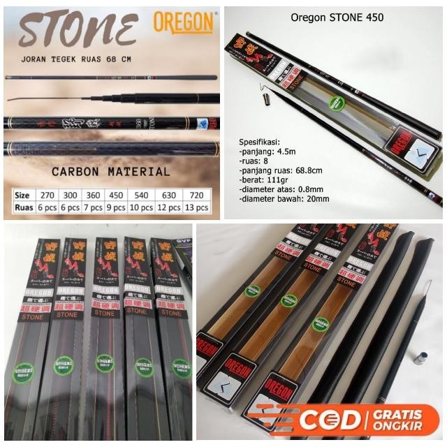 GPJ Oregon Stone Panjang 270 300 360 450 540 630 720 Joran Tegek Carbon Ruas Panjang Tangkai Walesan