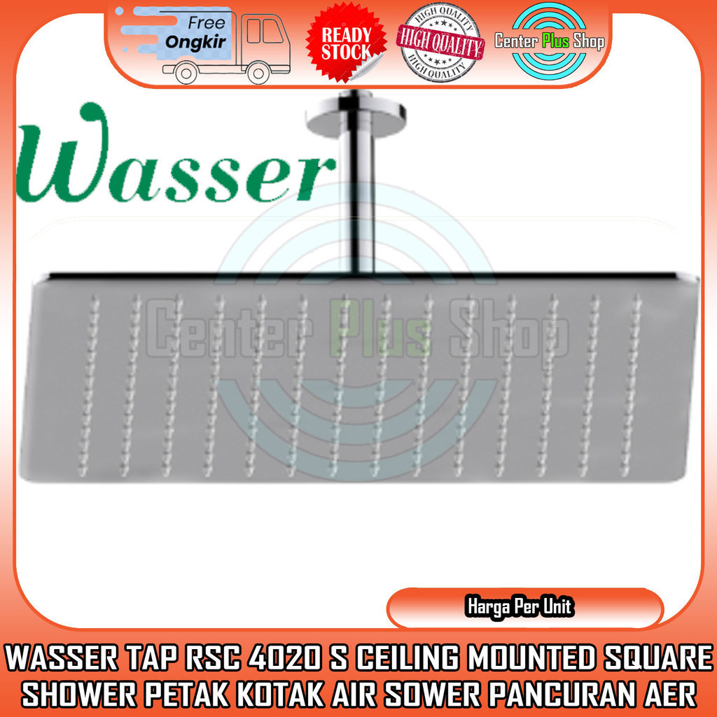 Wasser Tap Rsc 4020 S Shower Ceiling Mounted Square Petak Kotak Set Keran Pancuran Gantung Atas Air 