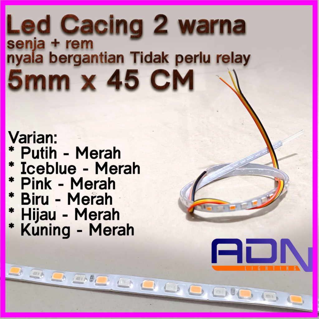 LED CACING CUMI 2 WARNA SENJA + REM 45 CM PLAT NOMOR