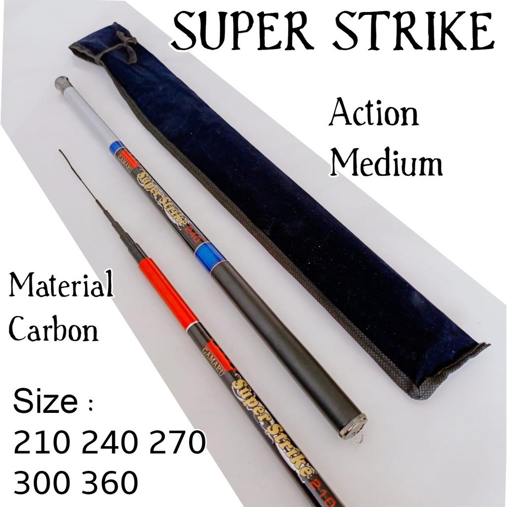 WJF Gamaru Super Strike 210 240 450 Joran Tegek Ruas Pendek Bahan Carbon Action Medium Walesan Tongk