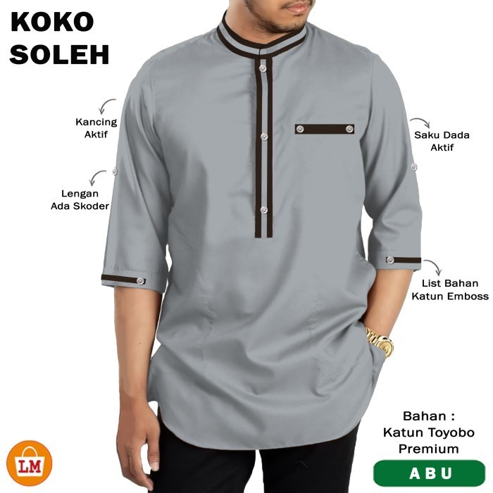 Baju Koko Pria Dewasa Fashion Lelaki Muslim Idul Fitri Bordir Kemko 2026 Lengan Panjang Pendek Terba