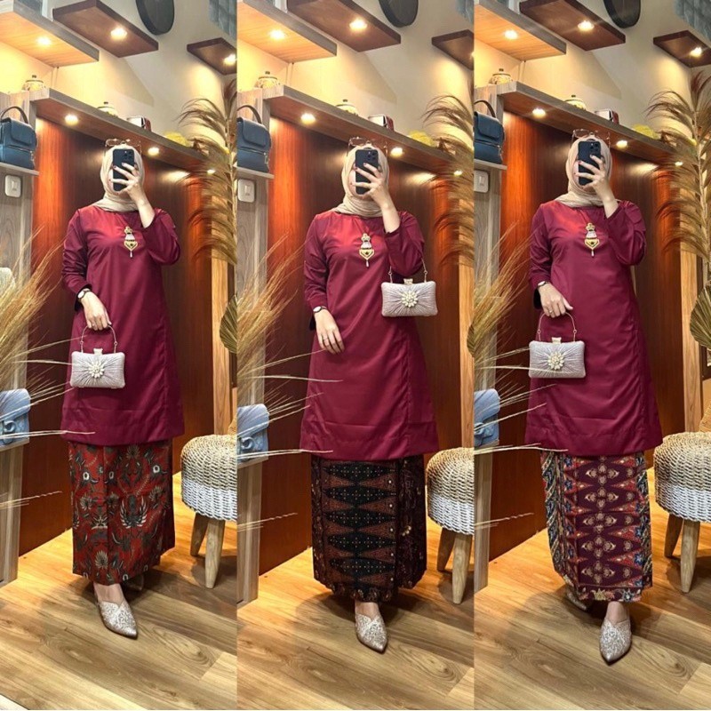 COD Setelan Baju Kurung Melayu / Baju Kurung Stelan Rok Batik/ Baju Kurung Malaysia / Baju Kurung Me