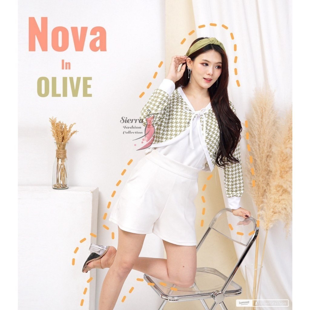 PREKTUS - ZJD CARDIGAN CROP KNIT WANITA LAUNA / Cardigan NOVA Knit Houndstooth Rib / CARDIGAN KNIT C