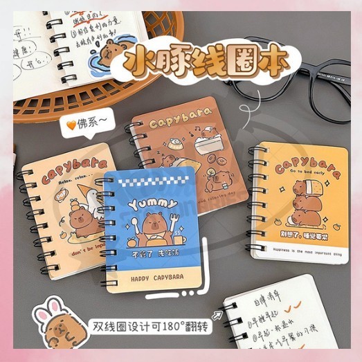 

AS Buku Catatan Kecil Ukuran A7 Motif Kapibara Capybara / Mini Notebook A7 Motif Lucu Buku Ring Ecer