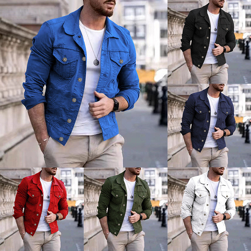Denim Jacket Men Fashion Motorcycle Jeans Jackets Mens Causal Oversized Cotton Casual Black Blue Den