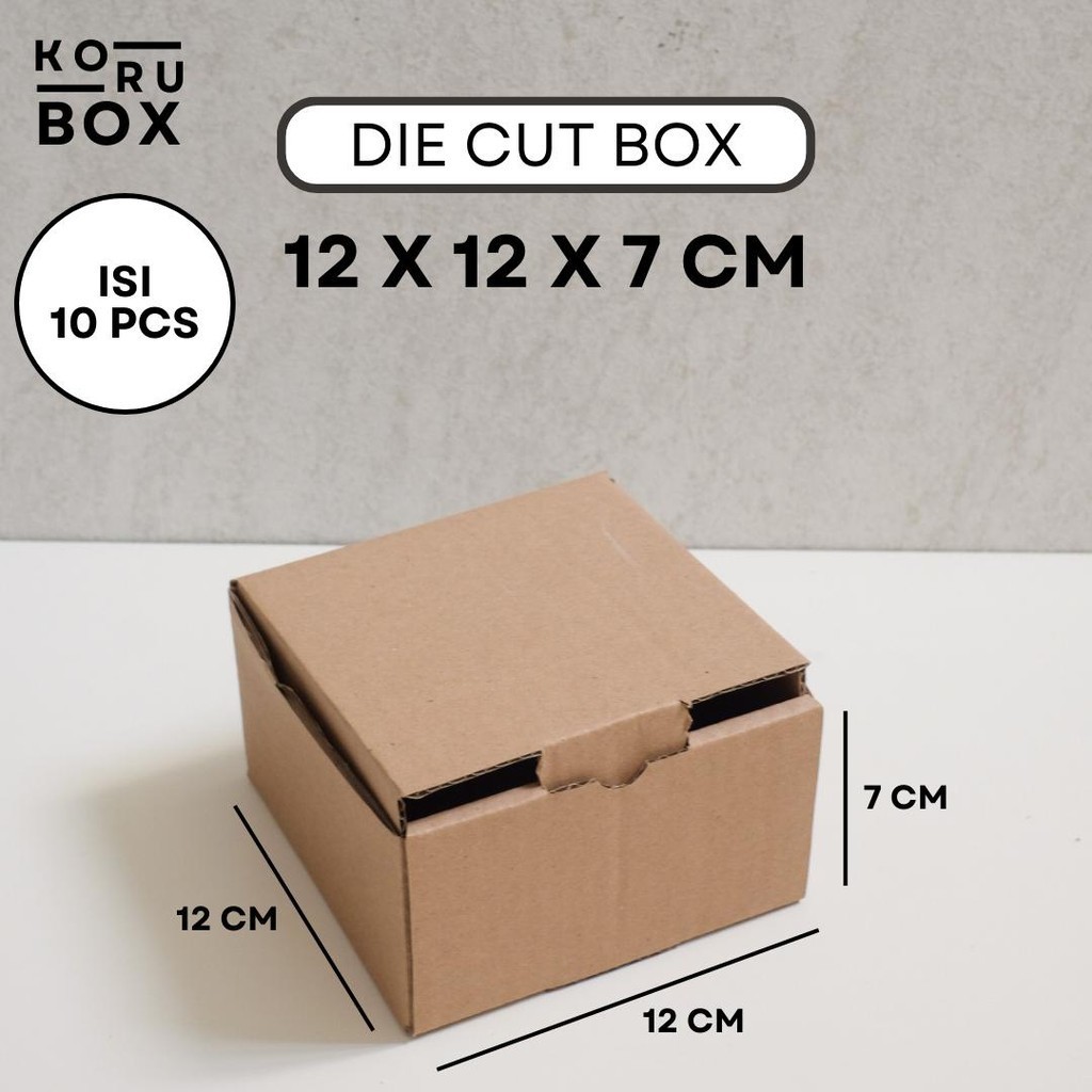 

[ISI 10] Box Kardus Karton Die Cut Mailer 12x12x7 cm Tanpa Sablon - Bahan B Flute Cokelat