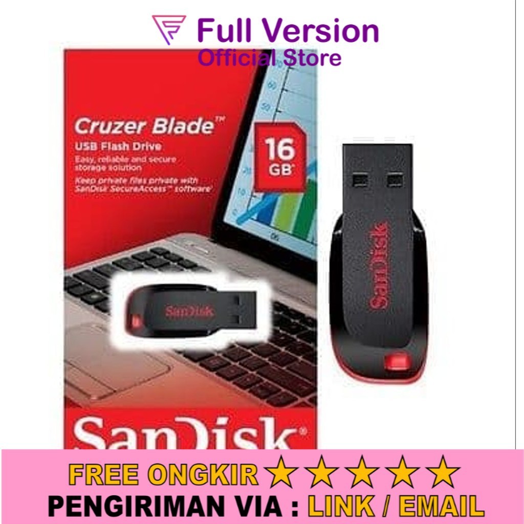 PAKET Aplikasi Bebas Pilih + Flashdisk Sandisk Cruzer Blade 16 & 32 GB Bergaransi Flash Drive USB Li