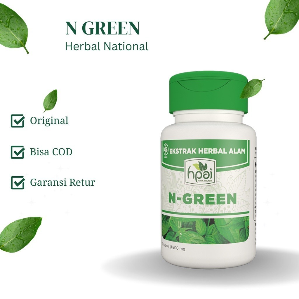 

N-Green Klorofil Kapsul - herbal klorofil, obat untuk mencegah anemia, antioksidan - HNI BPOM